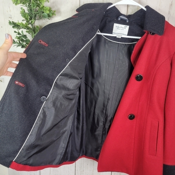 NAUTICA red Wool boend peacoat medium - Picture 7 of 10